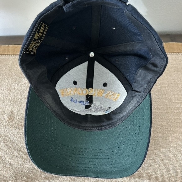 USS Wisconsin Hat Cap Strap Back Embroidered Ship Norfolk Virginia Mens Navy Mil - Picture 6 of 8